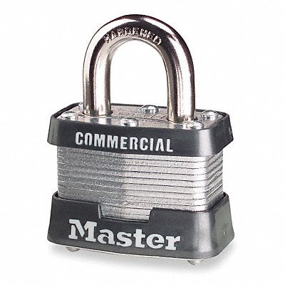 4T087 MASTER LOCK 3KA Keyed Padlock 5/8 in Rectangle Silver