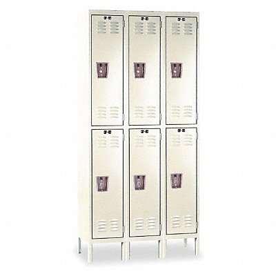 HALLOWELL U32562APT G3772 Wardrobe Locker Louvered 3 Wide 2 Tier Tan