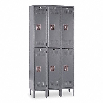 HALLOWELL U35582AHG G3776 Wardrobe Locker Louvered 3 Wide 2 Tier Grey