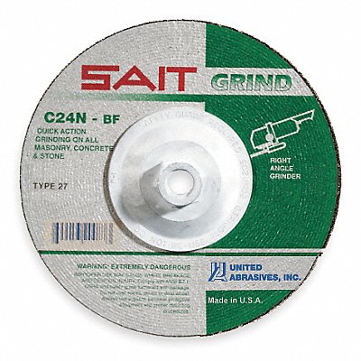 UNITED ABRASIVES-SAIT 20087 Depressed Grinding Wheel 5/8 -11CN ThreadHle