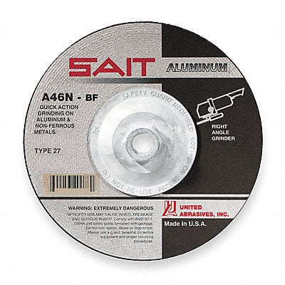 UNITED ABRASIVES-SAIT 20162 Depressed Grinding Wheel 5/8 -11CN ThreadHle