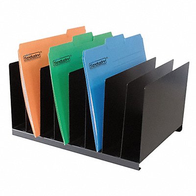 GRAINGER 1AYE8 Desk Organizer Letter 8 Compartments Blk