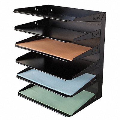 GRAINGER 1AYE9 Desk Organizer Letter 6 Compartment Blk