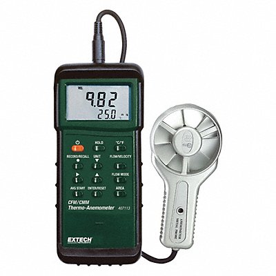 EXTECH 407113 Anemometer 100 to 6 890fpm 32 to 175F