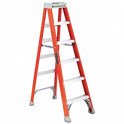 LOUISVILLE FS1506 Stepladder Fiberglass 6 ft H 300 lb Cap