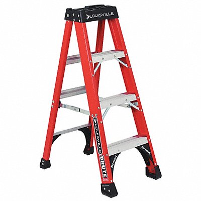 LOUISVILLE FS1404HD Stepladder Fiberglass 4 ft H 375 lb Cap