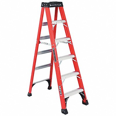 LOUISVILLE LADDER FS1406HD Stepladder Fiberglass 6 ft H 375 lb Cap