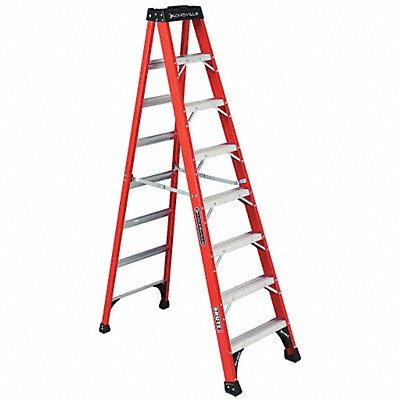 LOUISVILLE FS1408HD Stepladder Fiberglass 8 ft H 375 lb Cap
