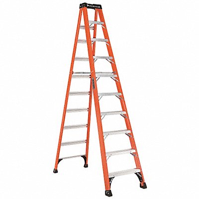 LOUISVILLE FS1410HD Stepladder Fiberglass 10 ft H 375 lb Cap