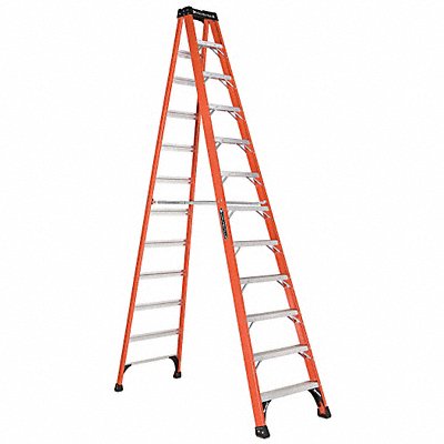 LOUISVILLE FS1412HD Stepladder Fiberglass 12 ft H 375 lb Cap
