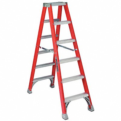 LOUISVILLE FM1506 Twin Stepladder Fiberglass IA 6ft FM1500