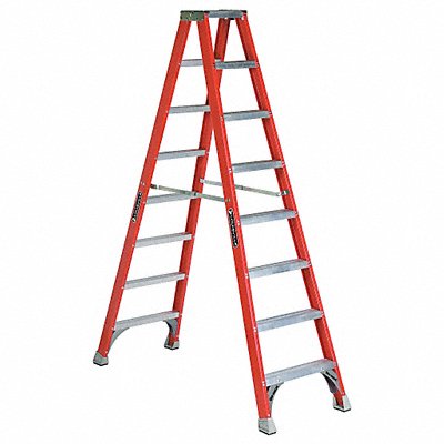 LOUISVILLE FM1508 Twin Stepladder Fiberglass IA 8ft FM1500