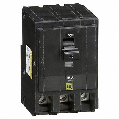 SQUARE D QO380 Circuit Breaker 80A Plug In 120/240V 3P
