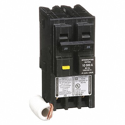 SQUARE D HOM220GFI Circuit Breaker 20A Plug In 120/240V 2P