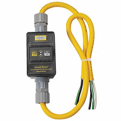 HUBBELL WIRING DEVICE-KELLEMS GFPST2301 Line Cord GFCI 2ft 30A Yel 240V