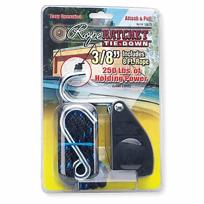 ROPE RATCHET 10020 Rope Tie Down 8 L 250 lb S-Hook