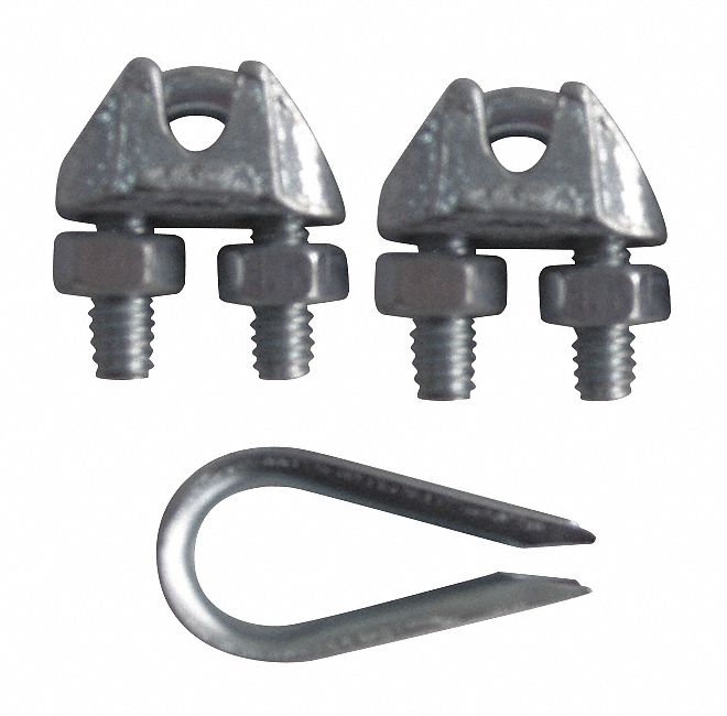 DAYTON 1DKK7 Wire Rope U-Bolt Clip and Thimble Kit
