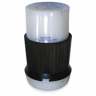 HUBBELL HBL2813FC LckCon Strt 30 A Blk White Nyl L21-30R
