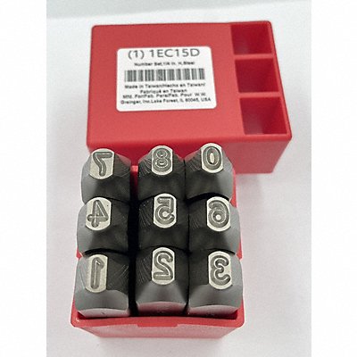 GRAINGER 1EC15 Number Set 1/4 in H Steel