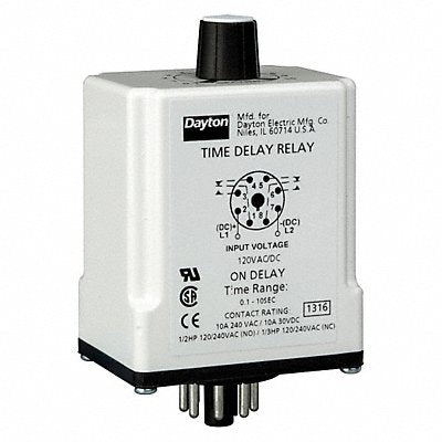 DAYTON 1EGB6 H7805 Single Function Time Delay Relay 120VAC/DC 8Pins