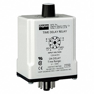 DAYTON 1EGB9 H7815 Single Function Time Delay Relay 120VAC/DC 8Pins