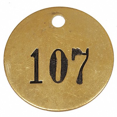 GRAINGER 1F028 Numbered Valve Tag Brass 1 1/2in H PK25