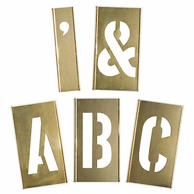 GRAINGER 1F045 Interlocking Stencil Letters Brass