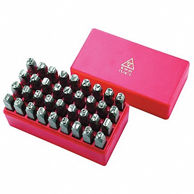 GRAINGER 1F111 Letter and Number Set 1/8 in H Steel
