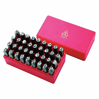 GRAINGER 1F114 Letter and Number Set 3/32 in H Steel