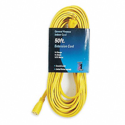 POWER FIRST 1FD61 Extension Cord 50ft 14Ga 15A SPT-3 Yel
