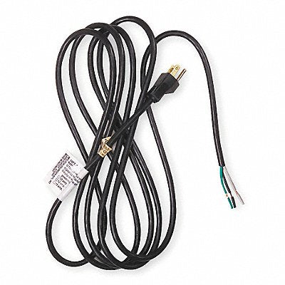 POWER FIRST 1FD89 Power Cord 5-15P SJT 12 ft Blk 13A 16/3