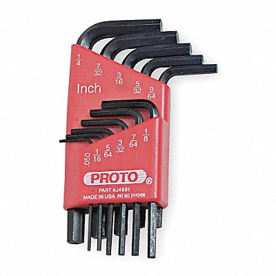 PROTO J4981 Hex Key Set L 1 23/32 in to 3 1/4 in