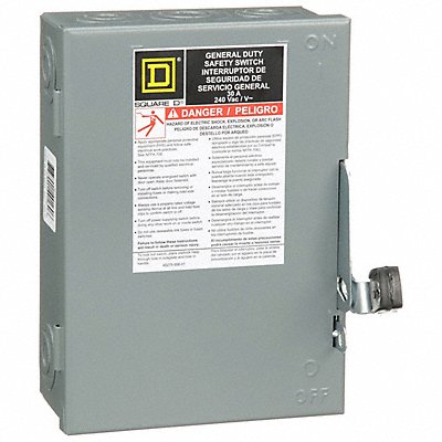 SQUARE D DU321 Safety Switch Non Fusible 30 A Steel