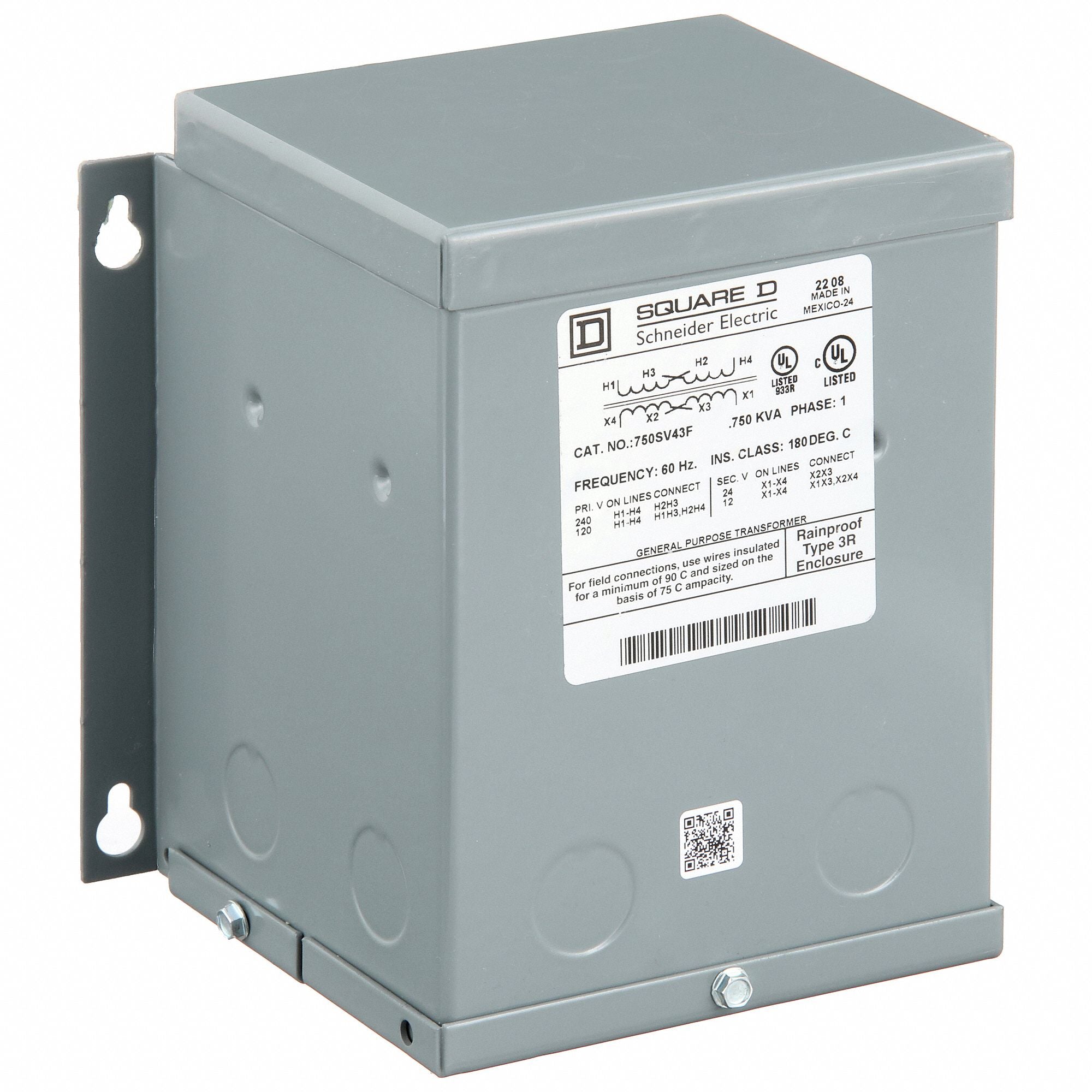 SQUARE D 750SV43F Transformer 120/240VAC 12/24VAC 750VA
