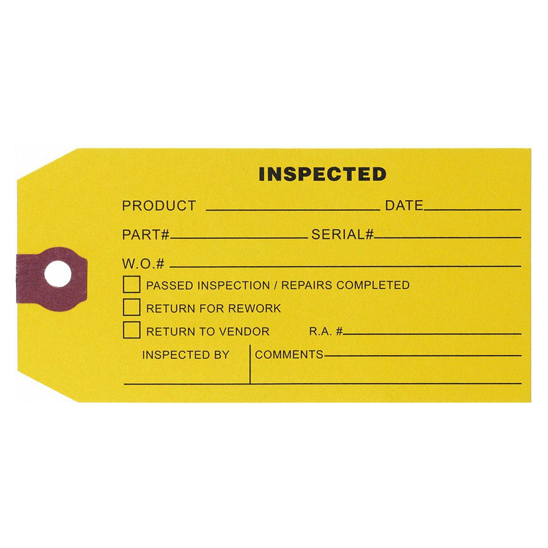 GRAINGER 1HAB4 Inspection Tag Paper Inspected PK1000
