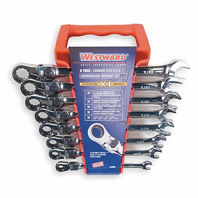 WESTWARD 1LCD6 Combination Wrench St Steel Chrome Flexible
