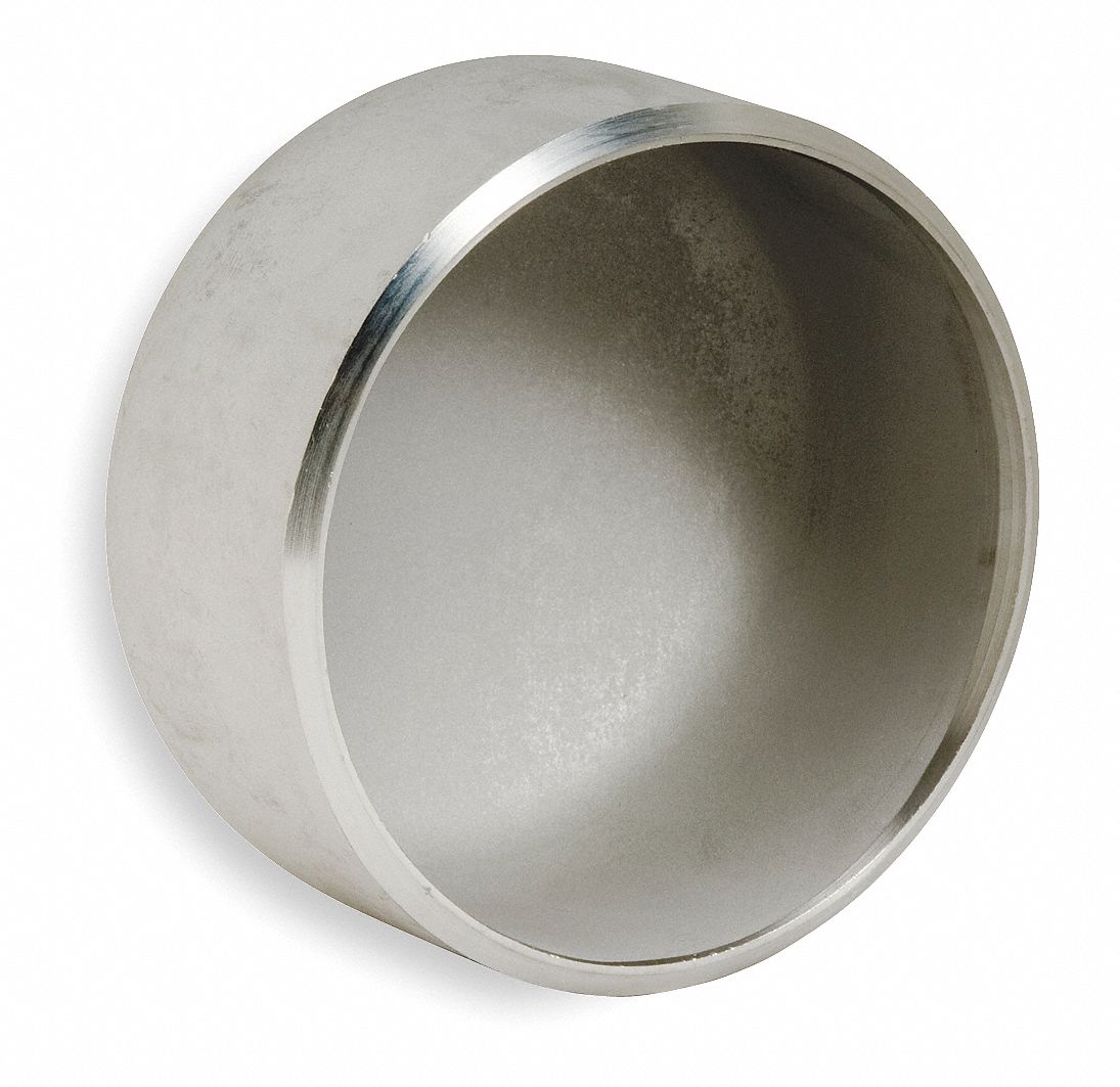 GRAINGER 4381008600 Round Cap 304L SS 1/2 in Buttweld