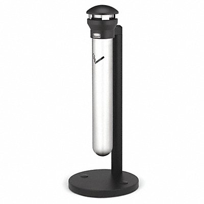 RUBBERMAID COMMERCIAL PRODUCTS FG9W3100SSBLA Cigarette Receptacle 1-19/64 gal Silver