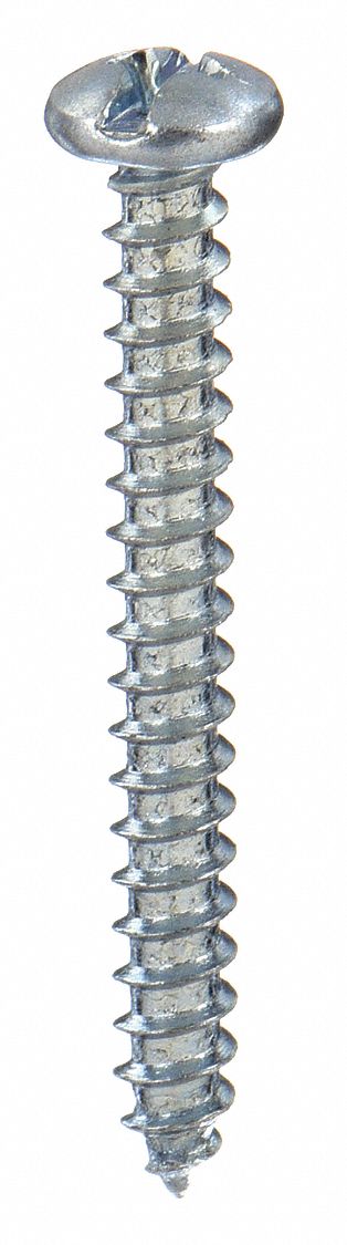 GRAINGER U266610160125 Sheet Metal Screw Screw Size #8 Zinc 1.25 L PK100