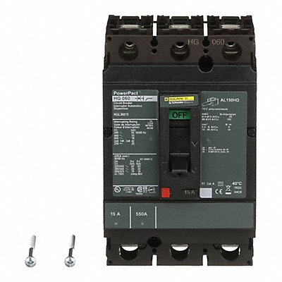 SQUARE D HGL36015 Circuit Breaker 15A 3P 600VAC HG