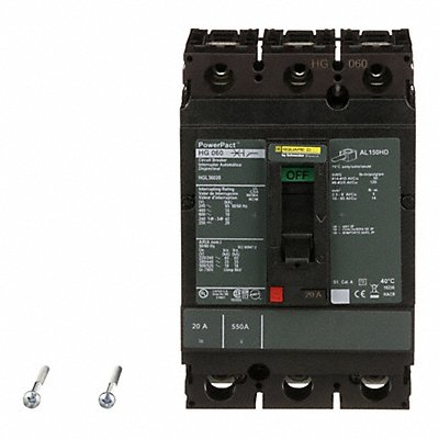 SQUARE D HGL36020 Circuit Breaker 20A 3P 600VAC HG