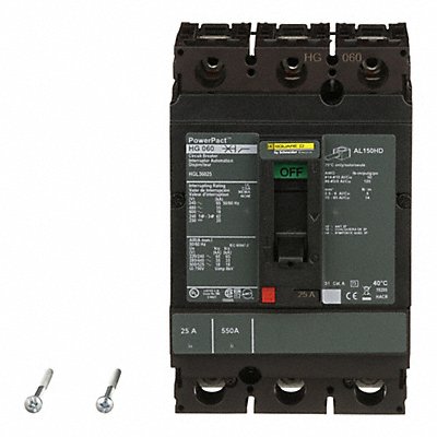 SQUARE D HGL36025 Circuit Breaker 25A 3P 600VAC HG