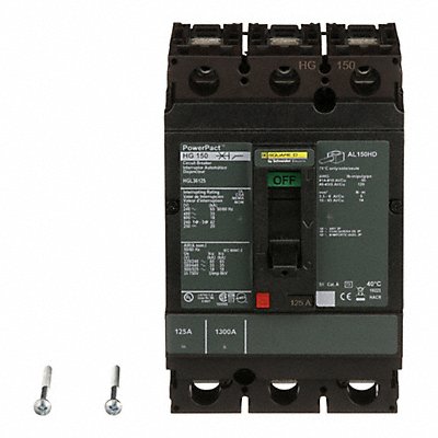 SQUARE D HGL36125 Circuit Breaker 125A 3P 600VAC HG