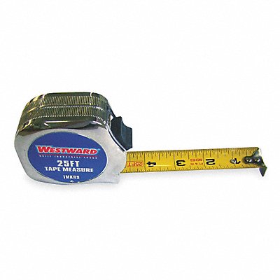 WESTWARD 1MKR9 Tape Measure 1 x25 ft Carbon Steel