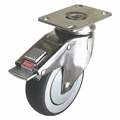 GRAINGER P14SXRP040K12TBAM Quiet-Roll Medical Plate Castor Swivel
