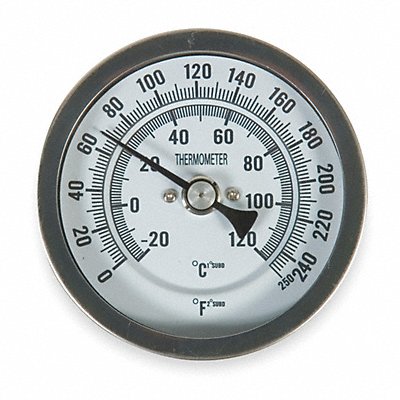 GRAINGER 1NFY4 Bimetal Thermometer 3 In Dial 0 to 250F