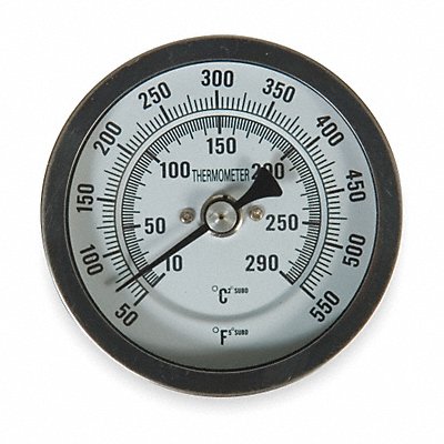 GRAINGER 1NFY7 Bimetal Thermometer 3 In Dial 50 to 550F