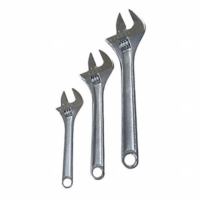 WESTWARD 1NYB8 Adjustable Wrench Sets Steel Chrome 6 to 10