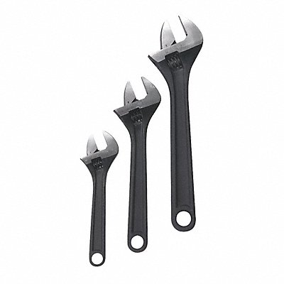 WESTWARD 1NYB9 Adjustable Wrench Set Stl Blk Phspht 6 to 10