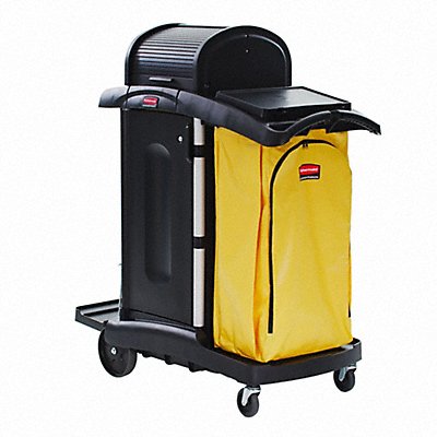 RUBBERMAID COMMERCIAL PRODUCTS FG9T7500BLA Microfiber Janitor Cart 54 H 34 gal Cap.